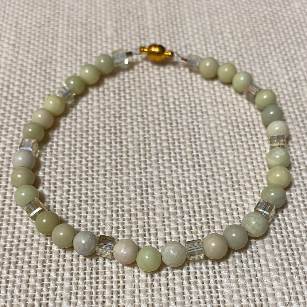 Natural Australian Butter Jasper gemstone yellow crystal Beaded 8” Bracelet
